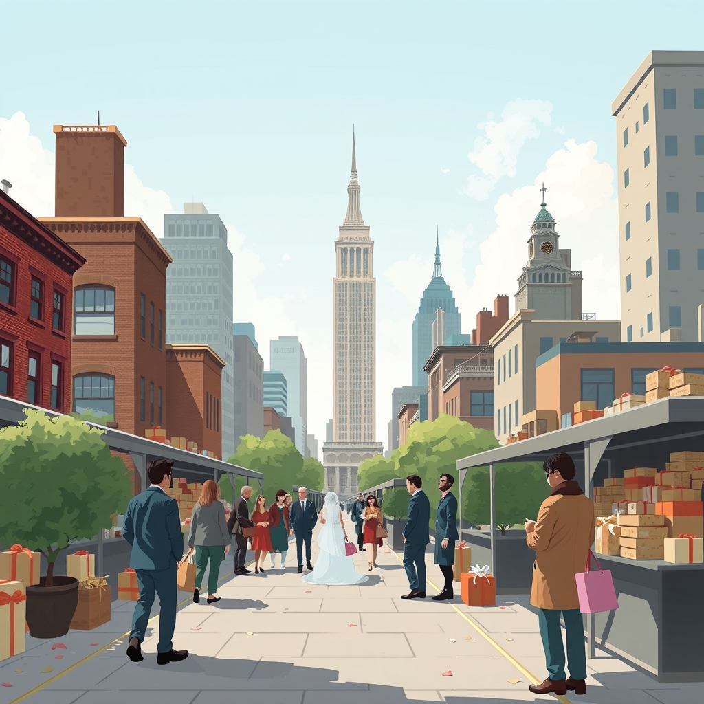 Editorial illustration for New Yorkers on Wedding Gifts: 'I'd Spend $1,000'