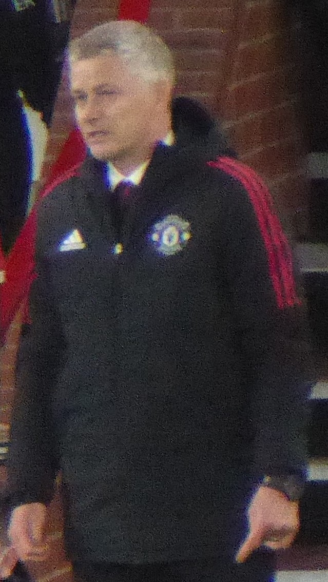Ole Gunnar Solskjaer of Manchester United during a 2021 Champions League match against Atalanta BC at Old Trafford.